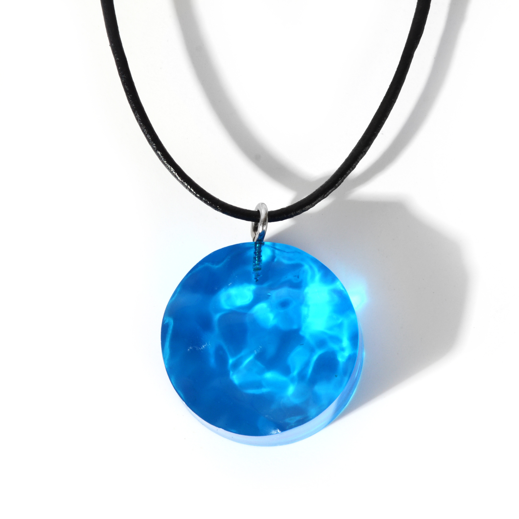 Resin Pendant Leather Cord Necklace Round - Shop at LoveMi