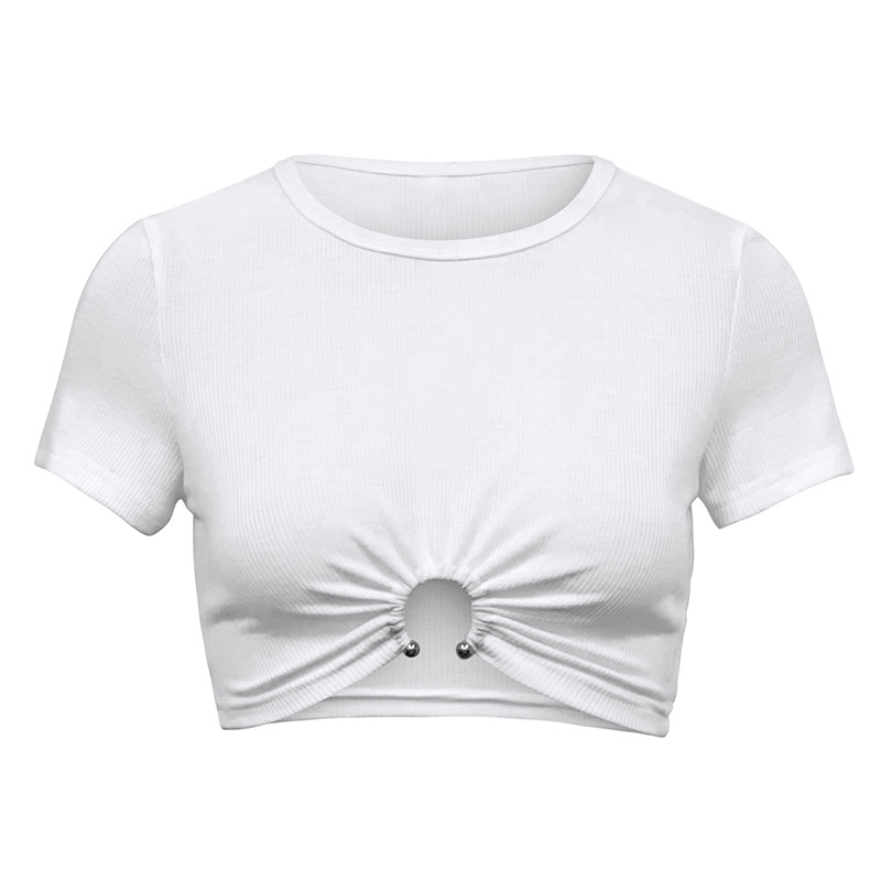 Title 5, Ženski Fashion Sunken Stripe Crop Top, kratki H...