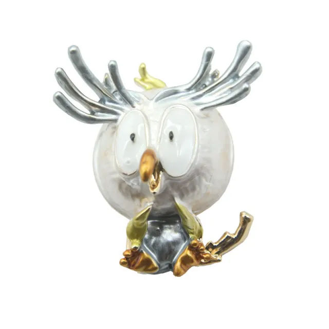 Painted Bird Brooch, Alloy Diamond studded Clothing Accessories Grey - Shop at LoveMi