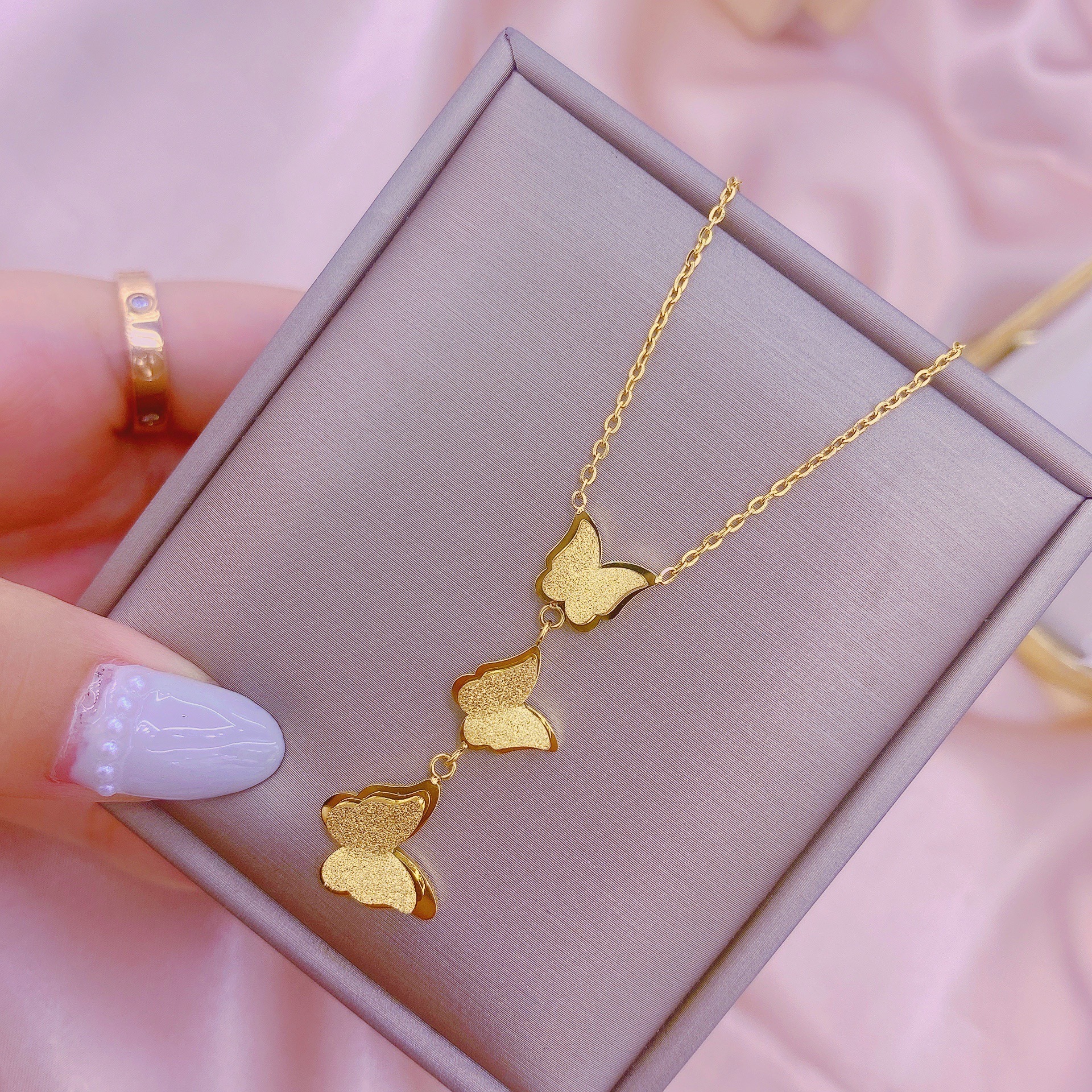 Three-dimensional Butterfly Titanium Steel Necklace