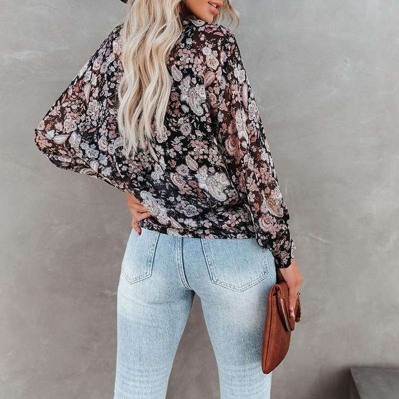 Printed Long Sleeve Cardigan Casual Shirt Ladies Top