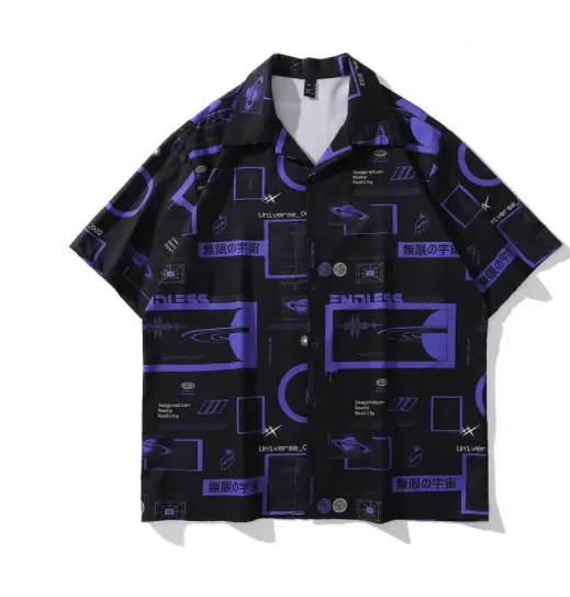 High Street Retro Dark Design Short Sleeve Shirt
