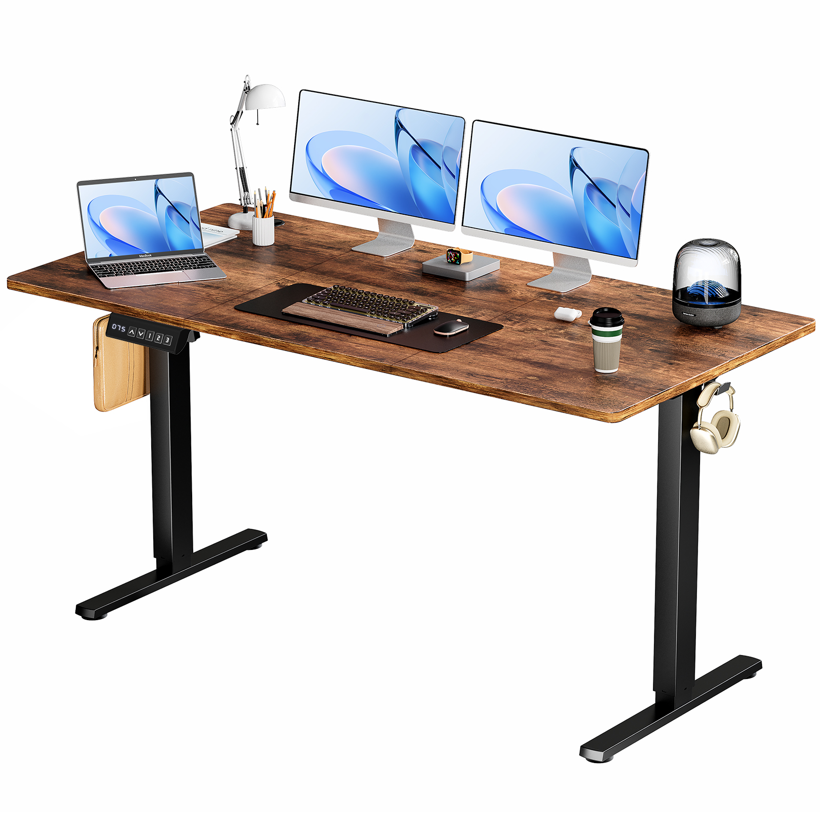 Scrivania Elettrica 63" Altezza Regolabile - Doppio Motore Sit Stand Workstation - Foto 9 di 10