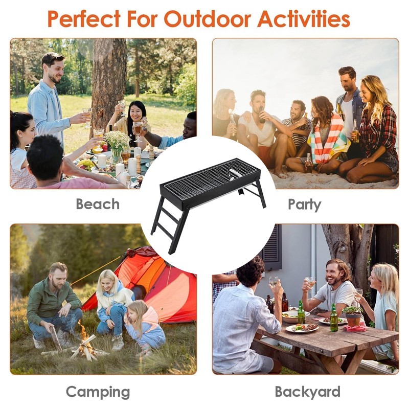 Folding Charcoal BBQ Grill Picnic Travel Camping Outdoor
