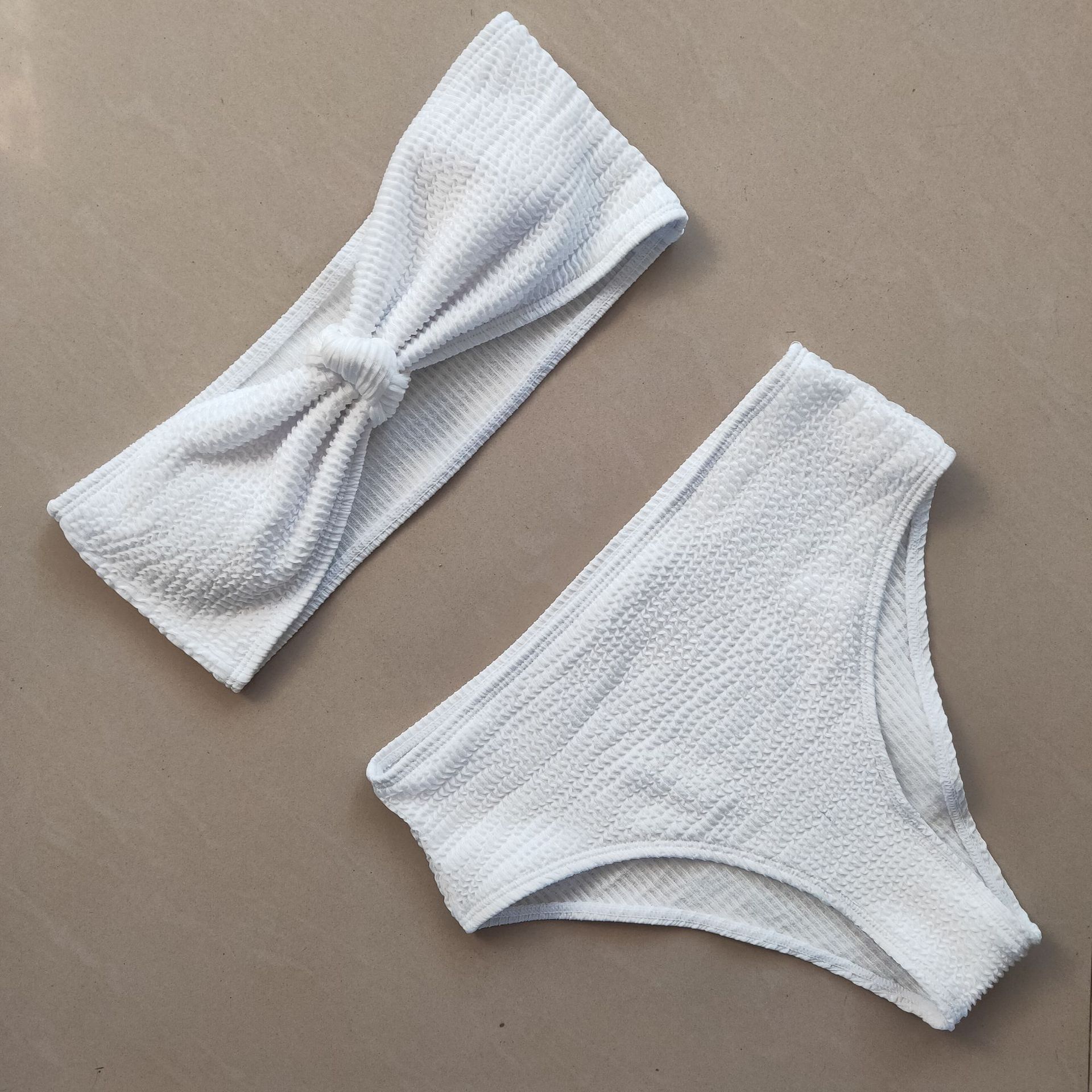 Split Bikini With Flat Chest And High Waist