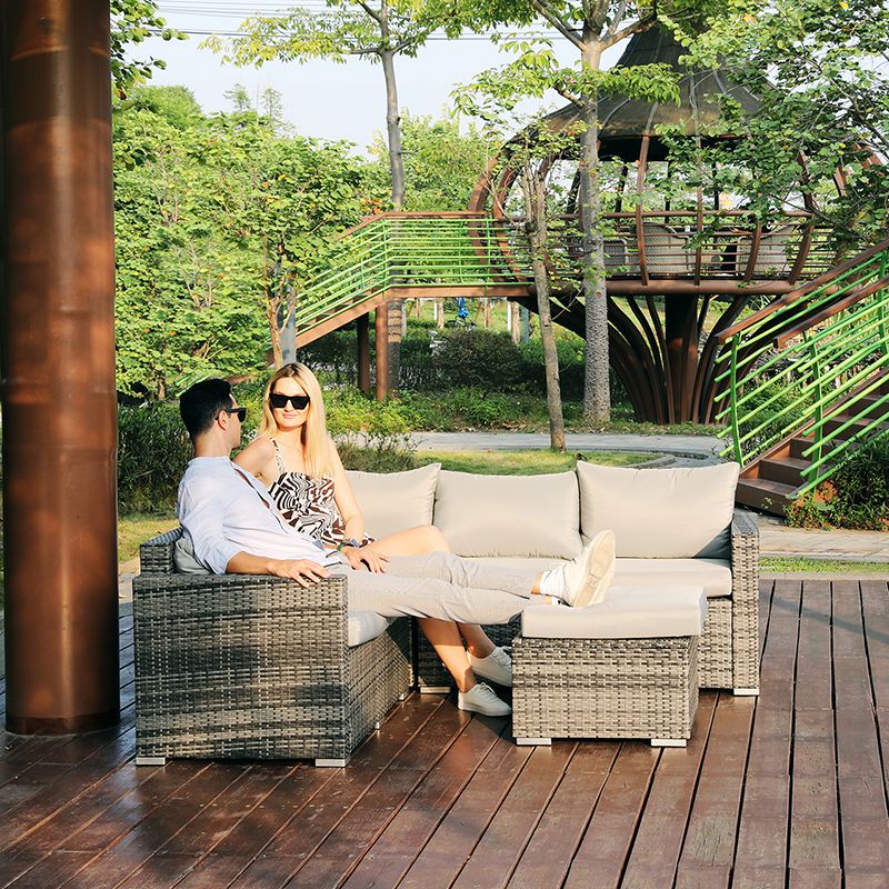 Pickup Only --51  Grey Polyethylene And Iron 4-Piece Outdoor Group Seat