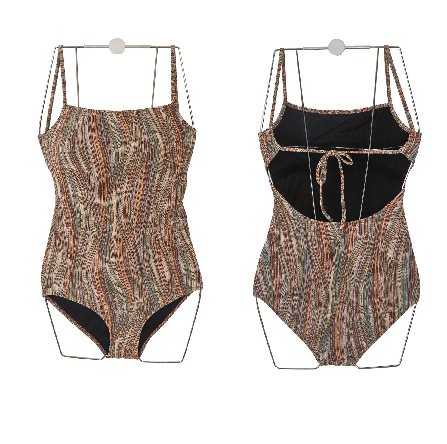 Slim Retro Pattern One Piece Swimsuit Women's Fashion Headband