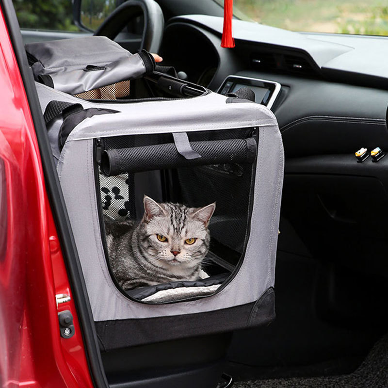 3-Door Folding Soft Dog Crate With Carrying Bag And Fleece Bed , Indoor & Outdoor Pet Home 10