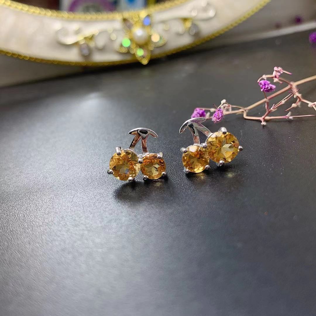 Title 3, Natural Citrine Stud Earrings Small Cherry 925 ...