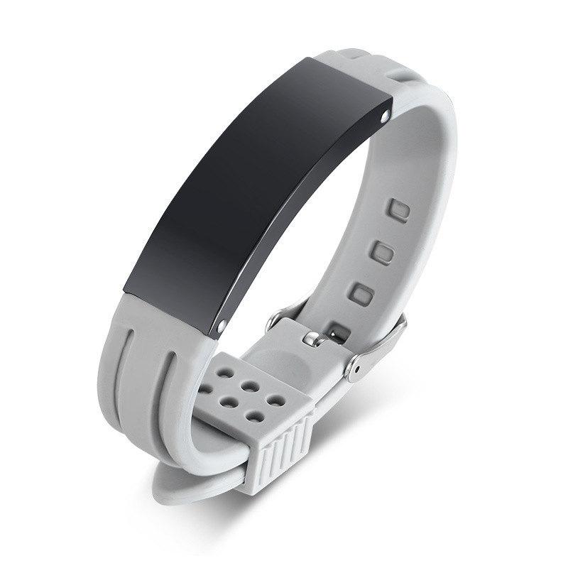 Fashion Men's Stainless Steel Silicone Strap Bracelet