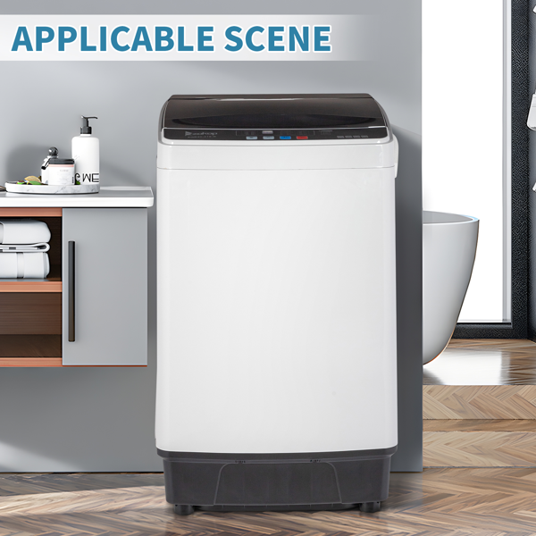 Full-Automatic Washing Machine Top Load Portable Compact Laundry Washer Spin With Drain Pump,10 Programs 8 Water Level Selections With LED Display 17.8 Lbs Capacity, Black image 31