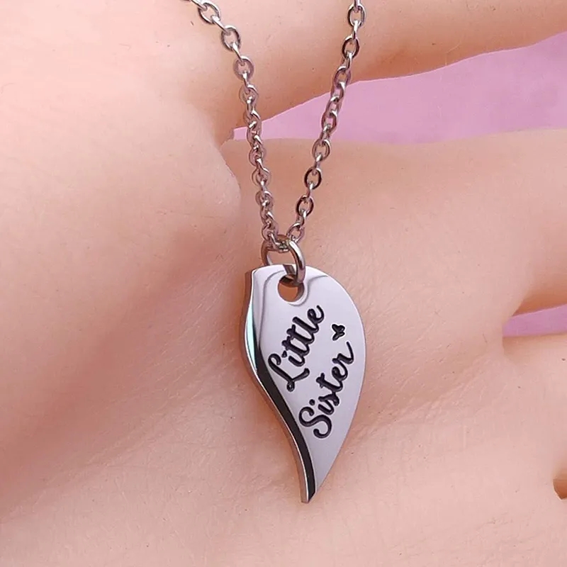 3 PCS Heart-shaped Matching Mom Sisters Necklace Set Stainless Steel Mother Daug