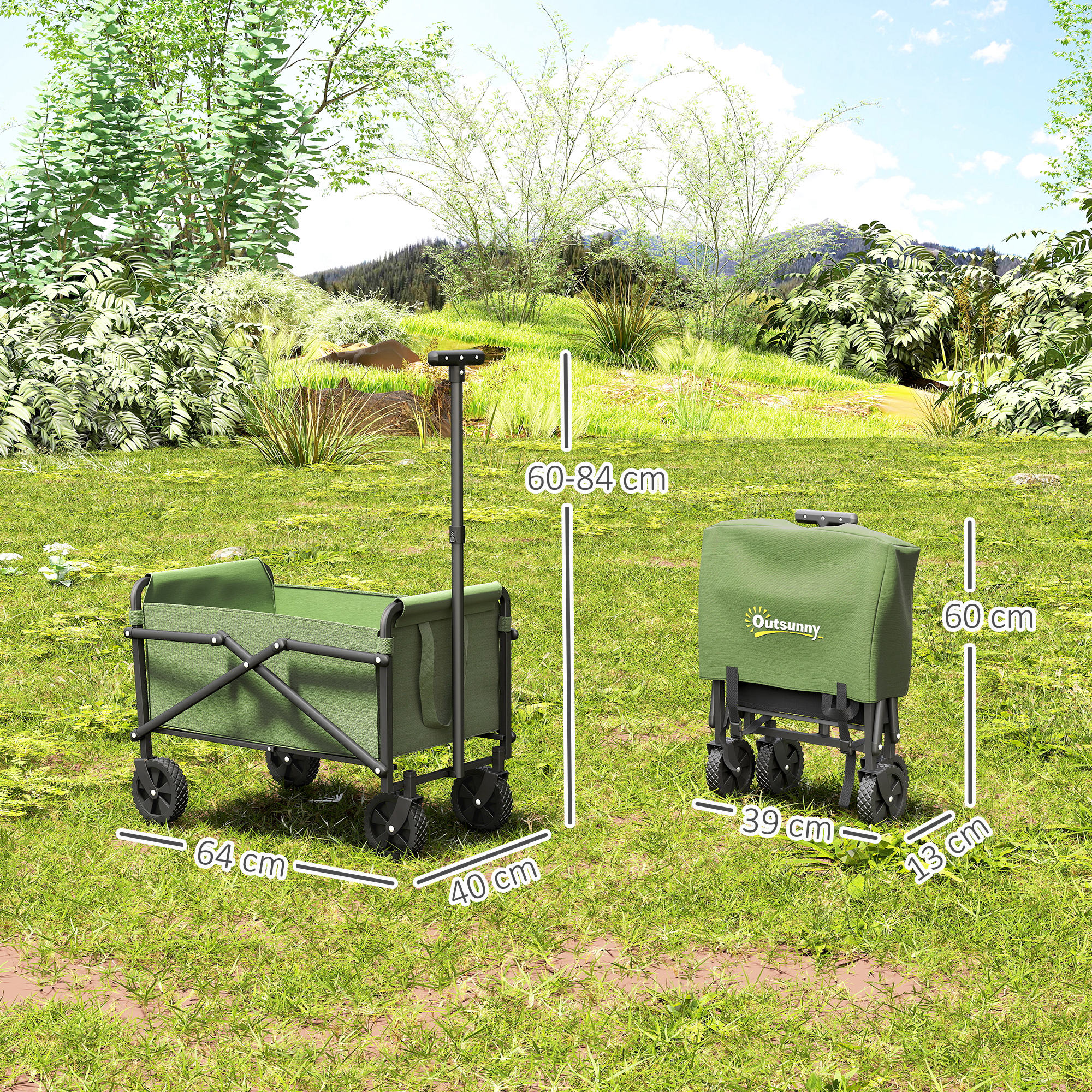 41 Liter Holiday Handcart With Wheels, Compact Garden Folding 60kg Heavy-duty — image 8