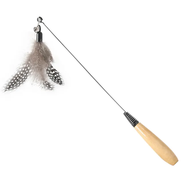 Wooden Handle Spring Cat Teasing Stick Feather Bell Replacement Head Interactive Kitten Toy Supplies Gray - Shop at LoveMi