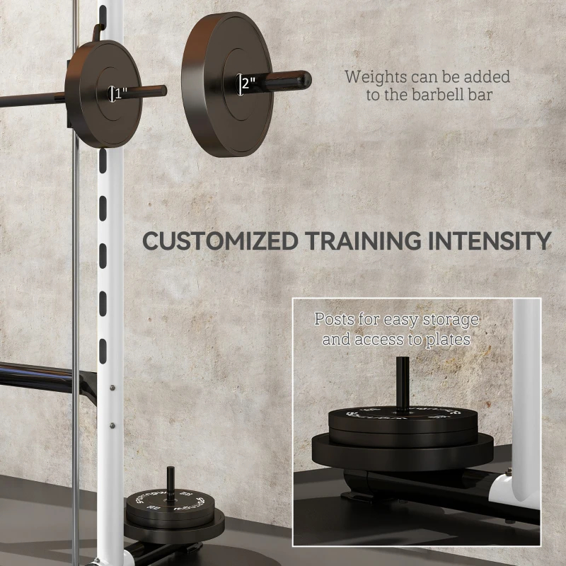 Squat Rack With Pull Up Bar And Barbell Bar Adjustable Bench Press Multi-Function Weight Lifting Half Rack, WhiteMultiple Packages — foto 3