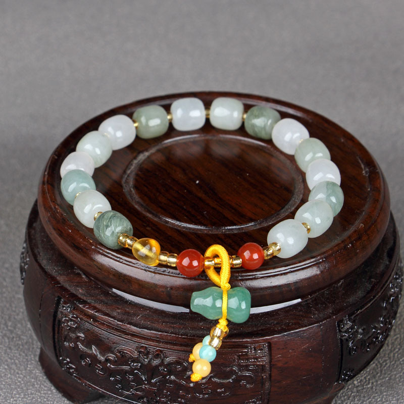 Title 9, Gold Silk Jade Tianshan Cui Bracelet Necklace F...