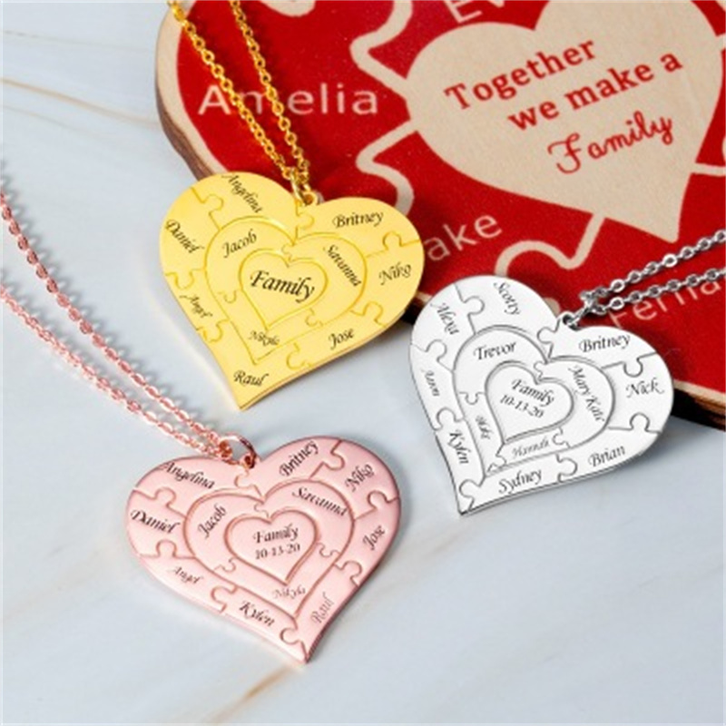 European And American Style Love Piece Puzzle Lettering Pendant Necklace
