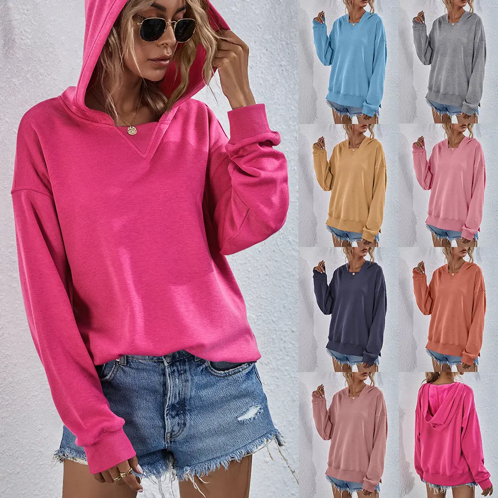 Women's Hoodie Sweatshirt Sports Casual Candy Color Long Sleeve