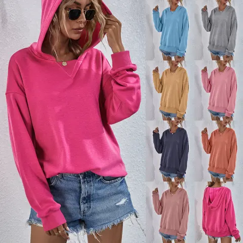 Women's Hoodie Sweatshirt Sports Casual Candy Color Long Sleeve