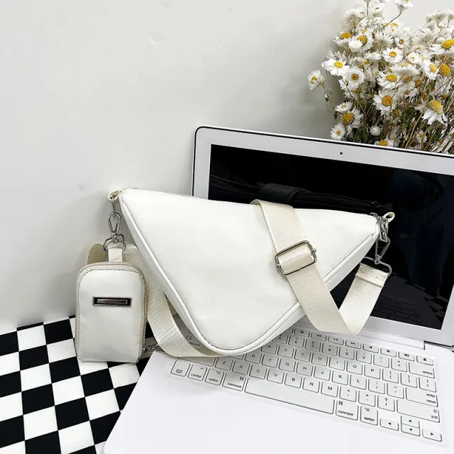 Women's Oxford Fabric Texture Triangle Bag White - Shop at LoveMi