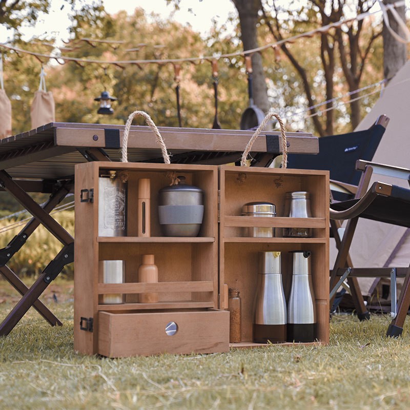Solid Wood Barbecue Suitcase Tool Rack