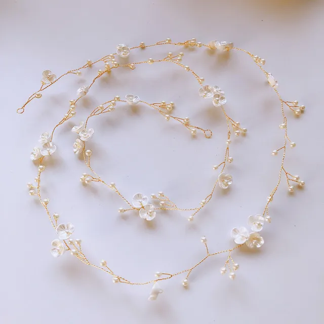 Korean Bride Handmade Pearl Crystal Hairpin Pin U shaped Clip Gold Copper Wire - Shop at LoveMi