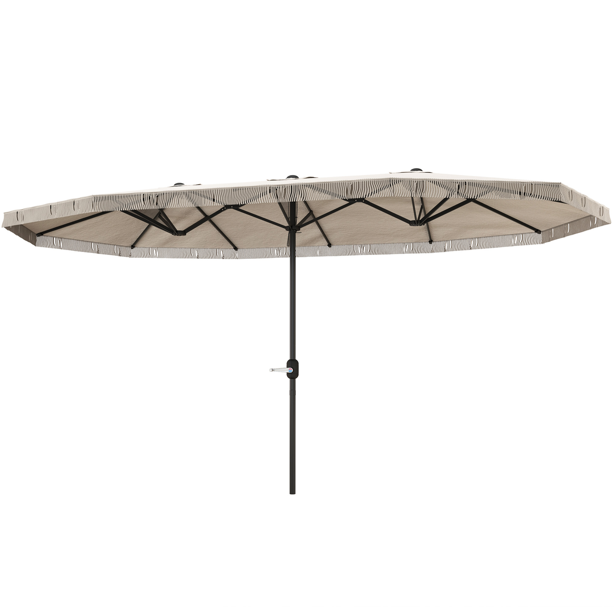 15ft Rectangle Patio Umbrella Extra Large Outdoor Umbrella With Fringe And Crank Handle, Cream White Cream White - Shop at LoveMi