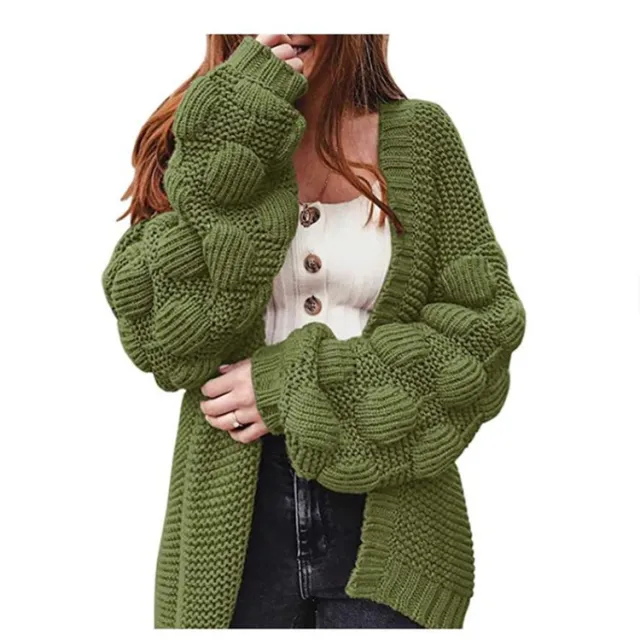 Cute Thick Sweater Long Pompom Cardigan Army Green - Shop at LoveMi