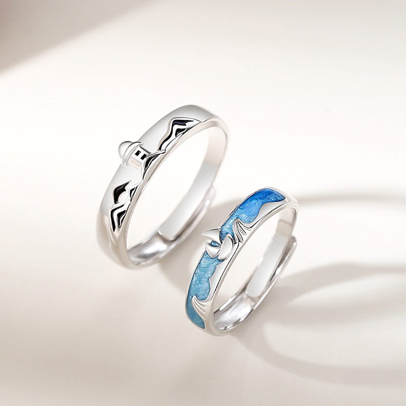 Title 2, Haven Couple Pair Ring Niche Design Wave Ring