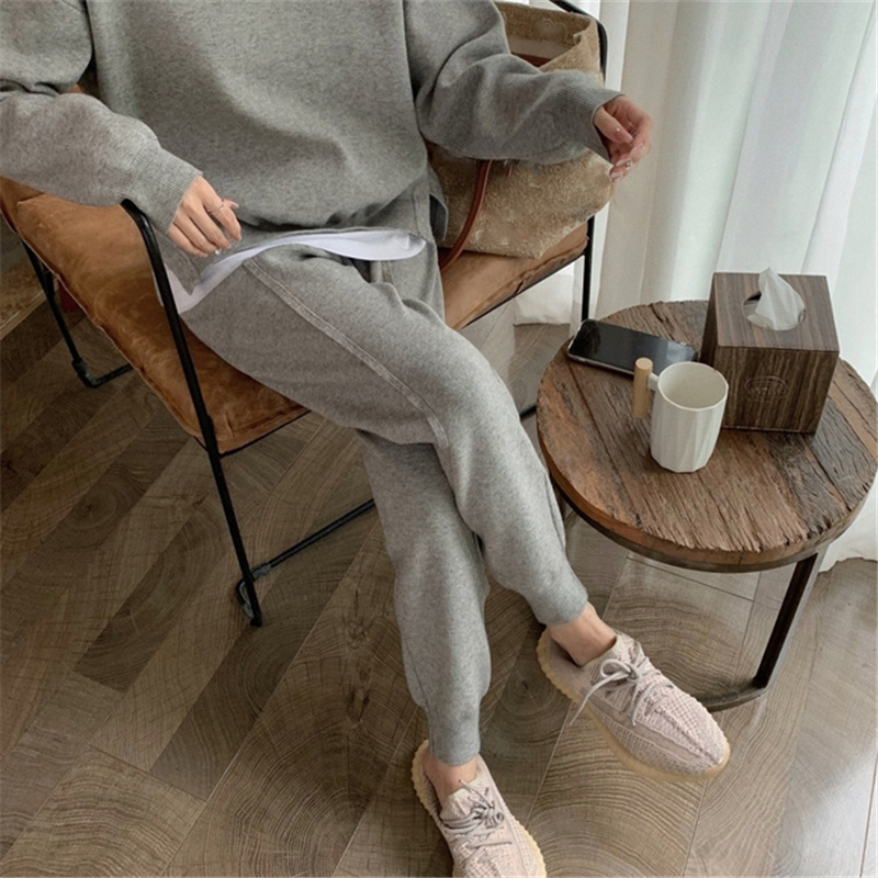 Women's Casual Sports Fashion Knitted Suit Jacket Trousers