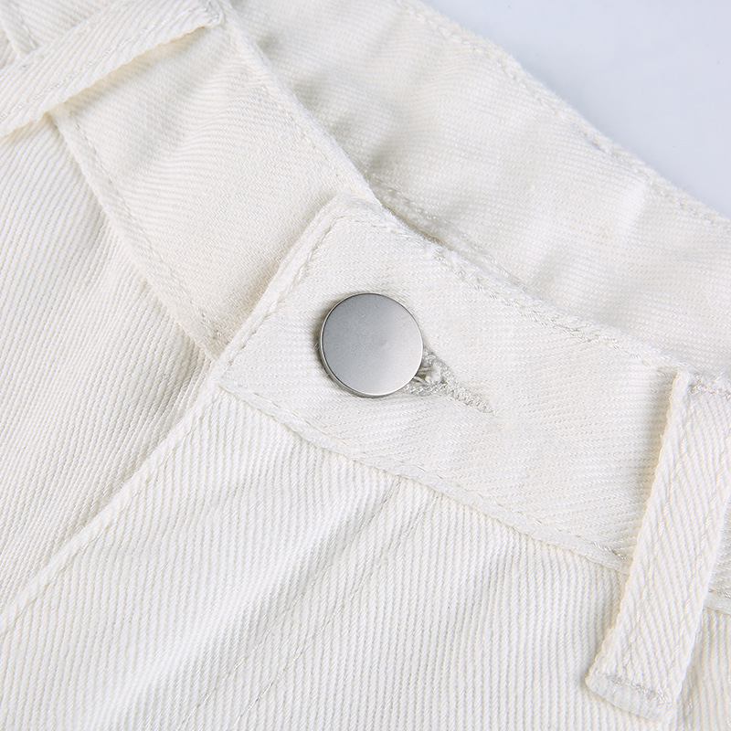 Women's Heart Print Contrast High Waist Denim Straight Pants