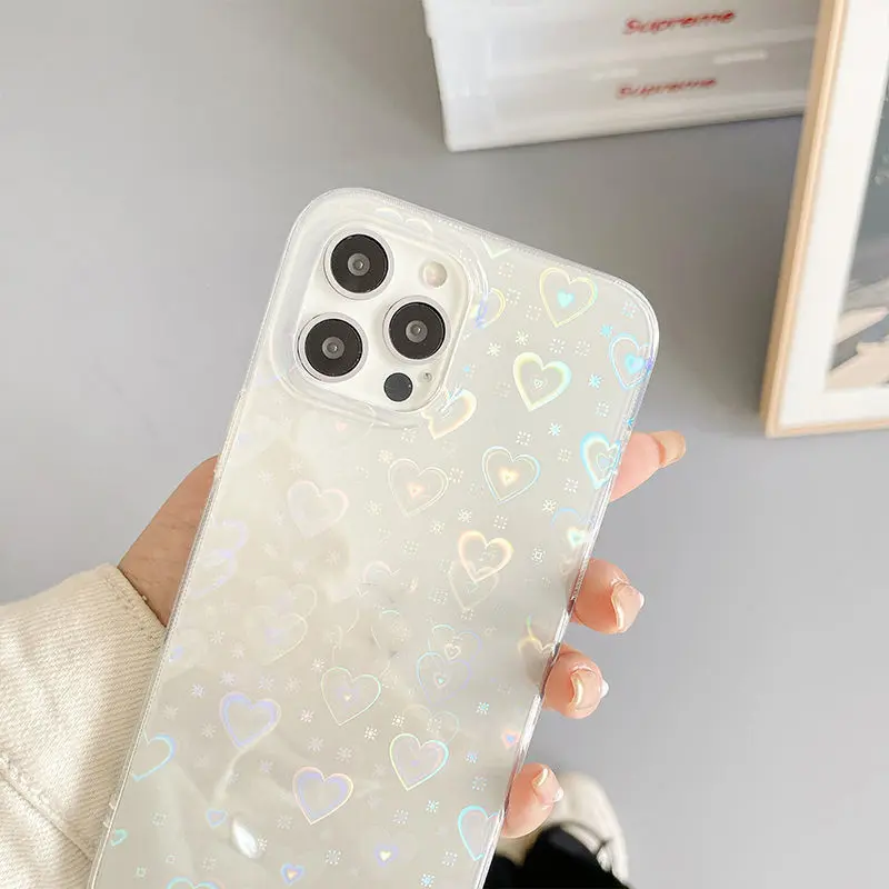 Laser Colorful Love for Double-sided Coated Silicone Phone Case