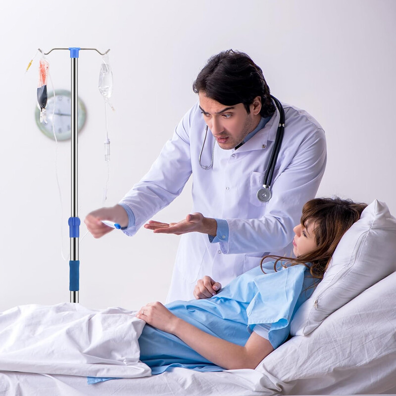 Adjustable IV Pole Stainless Steel IV Drip Stand With Wheels For Home Clinic Z 11