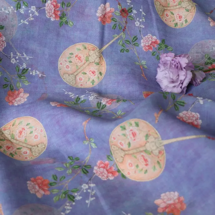 Natural Pure Ramie Fabric with Digital Floral Print