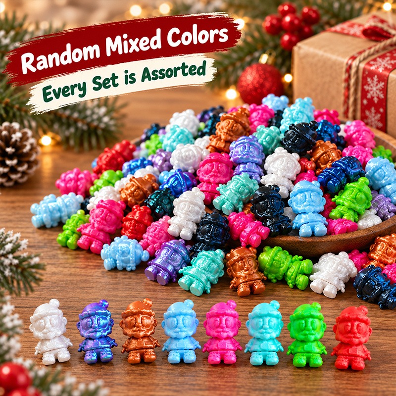 60PCS Mini Christmas Santa Figurines Set, 3D Printed Santa Claus Decorations, Random Mixed Colors Holiday Table Decor, Cute Christmas Party Craft Supplies, Festive Gift Accessories