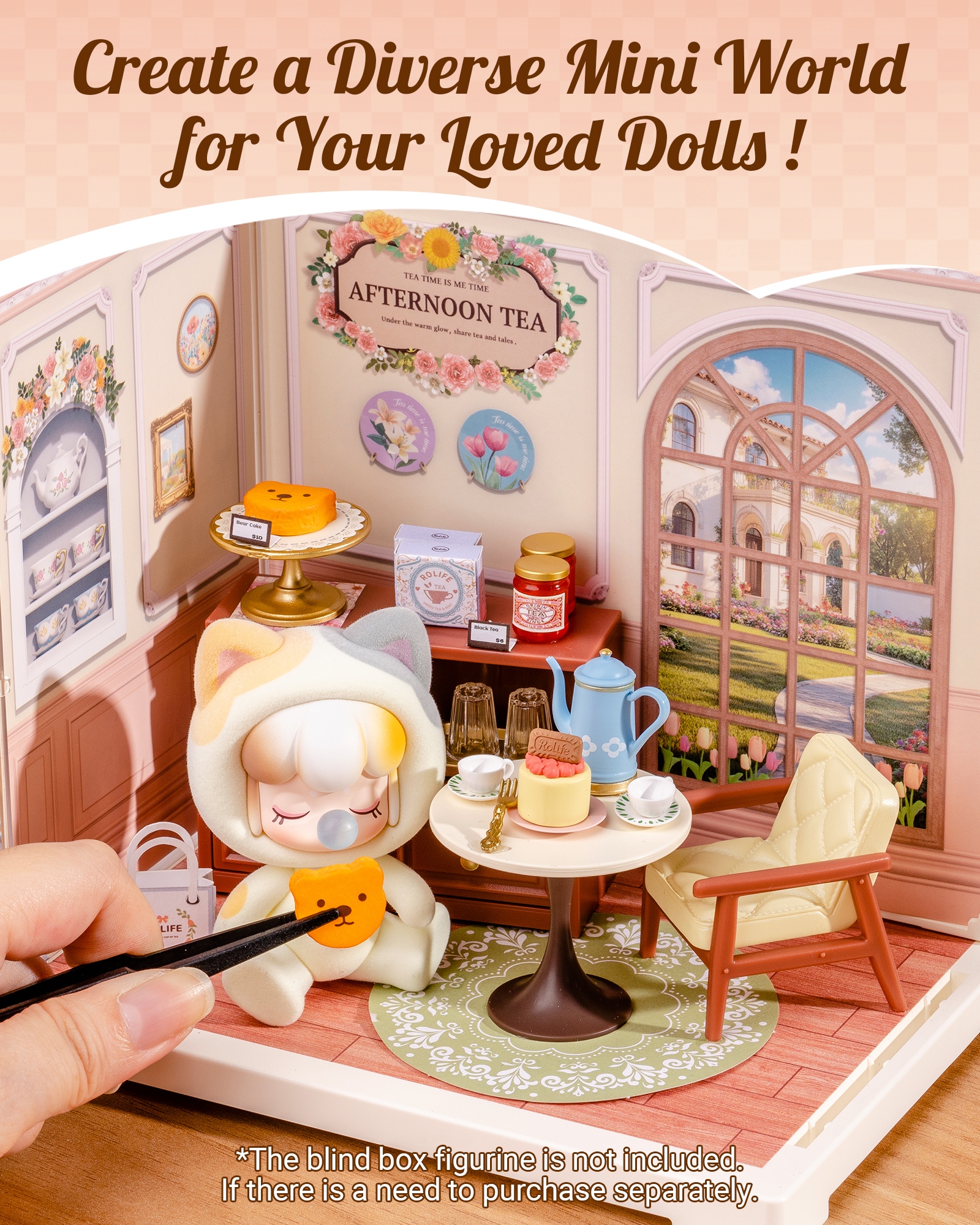 Rolife Super Creative DIY Plastic Mini House Set - 3D Puzzle With Dust Cover, Compatible With Mini Figures, Multiple Themes Available, Home Decor, Teen And Adult Gift