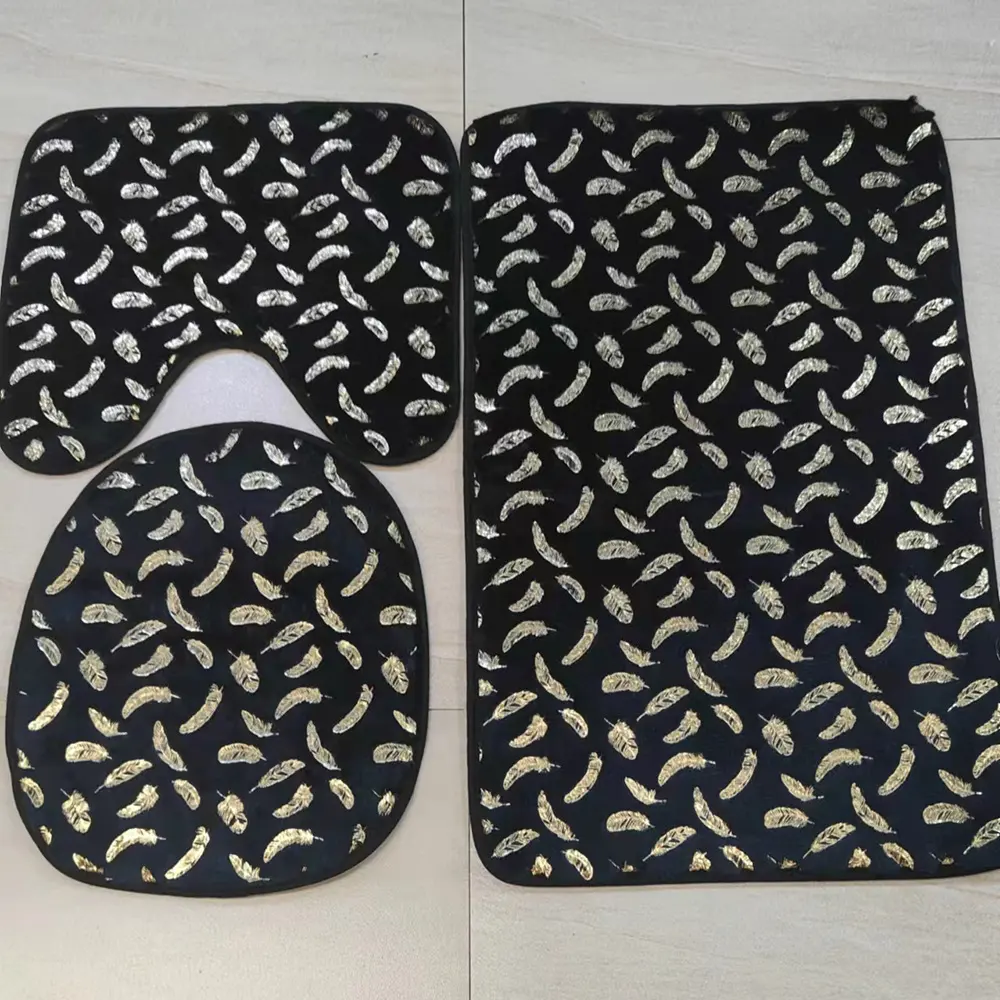 Three Piece Set of Marbled Foiled Rugs