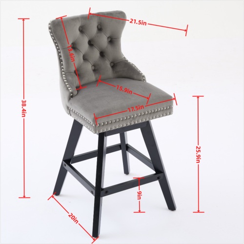 Velvet Swivel Barstool Set, picture 4 of 5