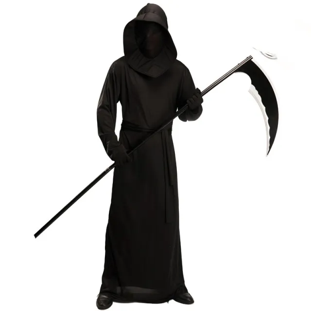 Grim Reaper Costume with Robe, Hood and Gloves for Men Black - Shop at LoveMi