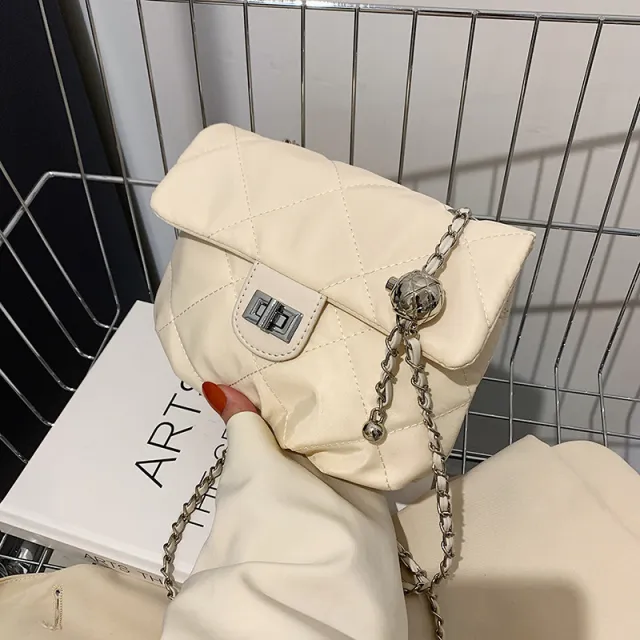 Simple And Fashionable Diamond One shoulder Messenger Bag White - Shop at LoveMi