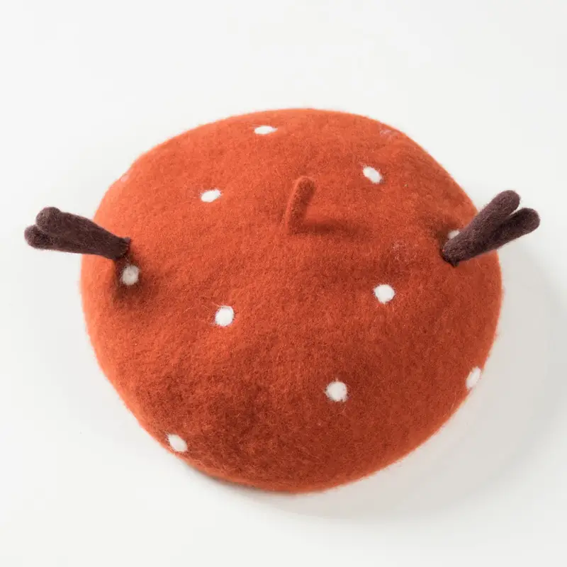Caramel Color Small Antlers Children's Wool Beret
