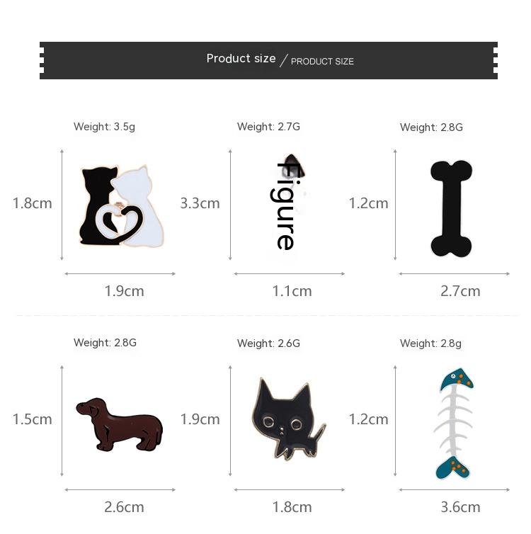 Title 1, Creative Pet Cat Alloy Pin Fishbone Broochcollar