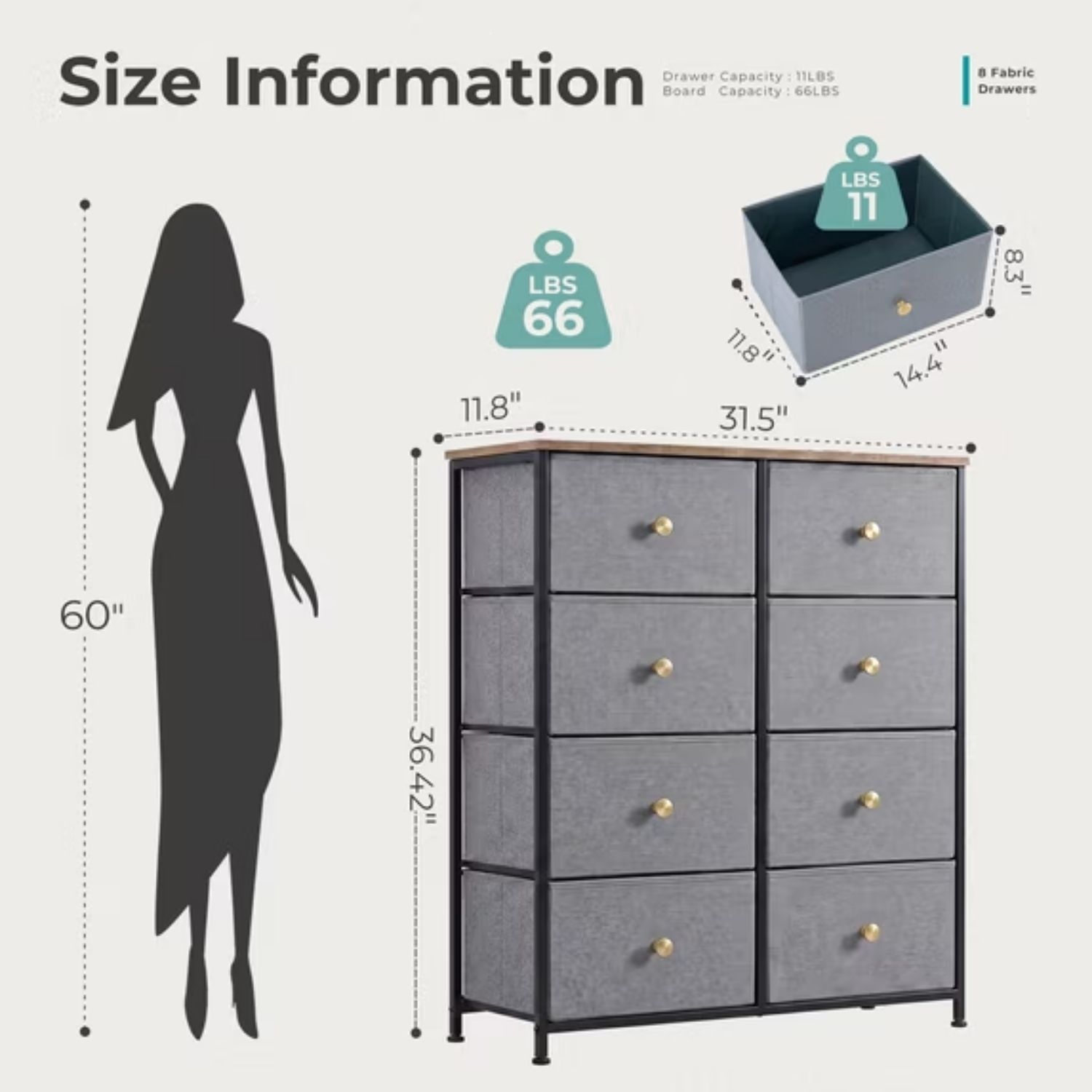 Fabric Dresser For Bedroom, Chest Of Drawers Organizer Storage Cabinet For Closet And Entryway image 7