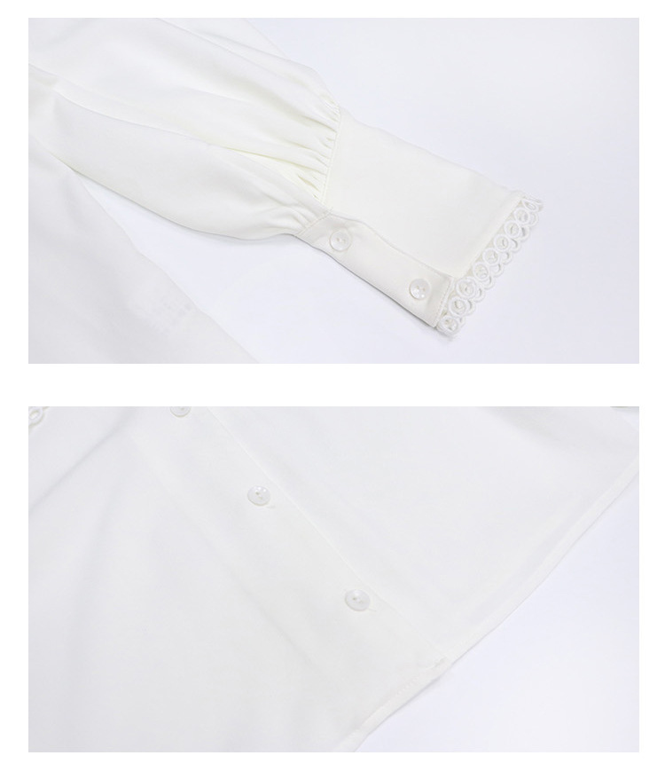 White Long-sleeved Shirt French Chiffon Top