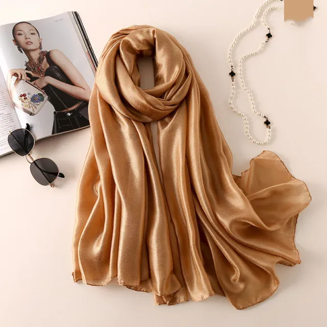 Fashion Beach Towel Sun Protection Shawl Silk Scarf Women Curry - Shop at LoveMi