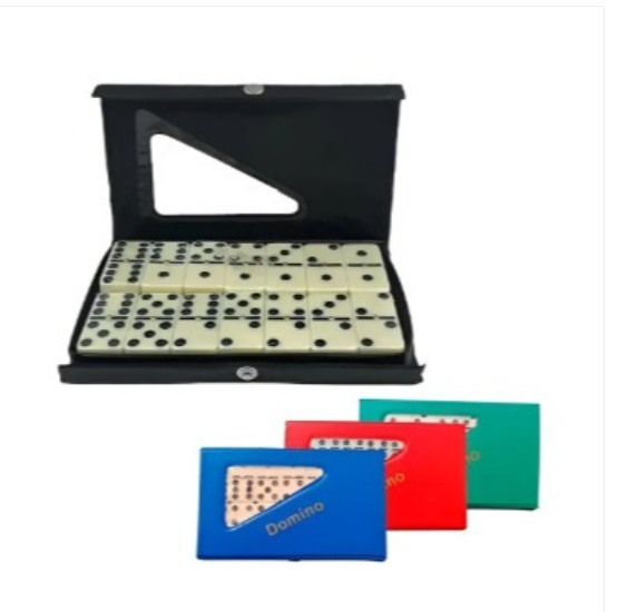 Professional Bone Domino Set Consisting Of 28 Pieces With A Carrying Case In A Random Color.