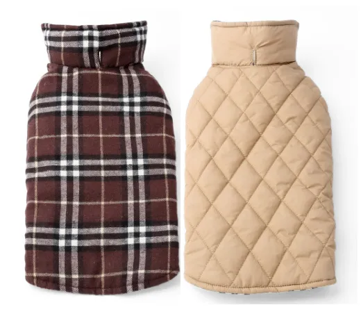 Tartan dog clothes a waterproof dog suit jacket coat outdoor goods Brown Lattice - Shop at LoveMi
