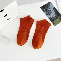 Thin And Shallow Cut Boat Socks With Silicone For Casual Breathability - Pumpkin-One Size-10Pairs - View 1