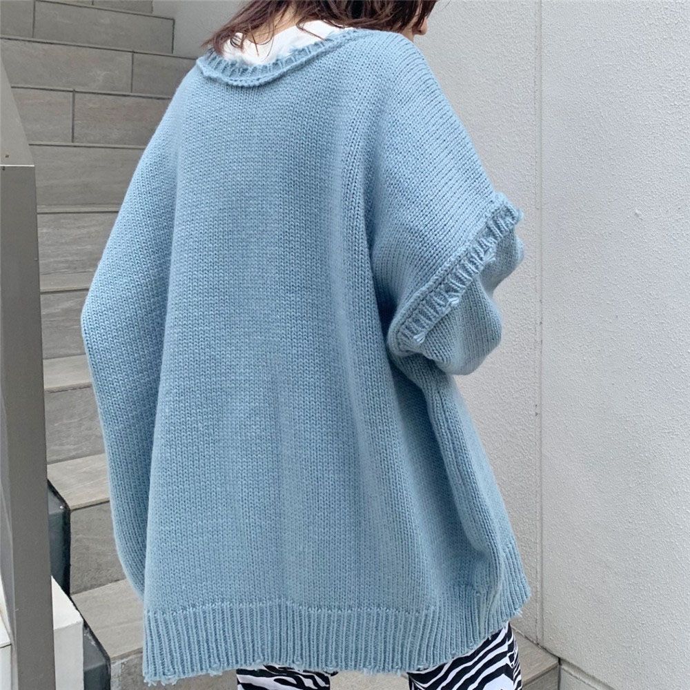 Title 7, Fashion Two Wear Knitted Cardigan With Raw