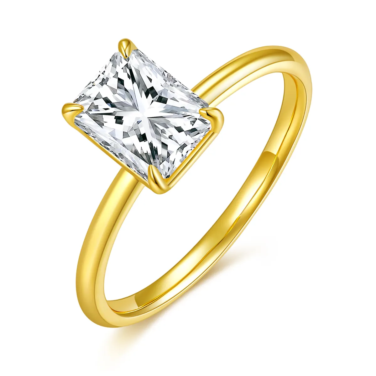 S925 Silver 2.0g Gold Plated 2ct Moissanite